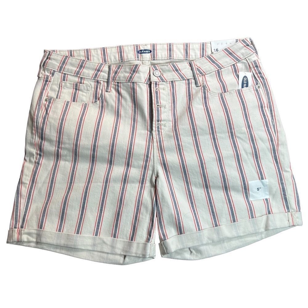 Old Navy Red, White, And Blue Stripe Denim Shorts